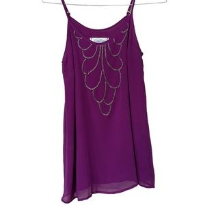 Fully lined purple spaghetti strap beaded top